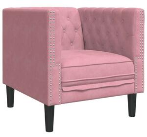 VidaXL rózsaszín bársony Chesterfield kanapéfotel
