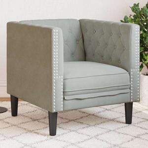 VidaXL világosszürke bársony Chesterfield kanapéfotel
