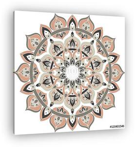 Vector gray and pink ornate mandala illustration (vászonkép)