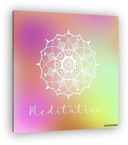 Meditation vector illustration with mandala on colorful backgrou (vászonkép)