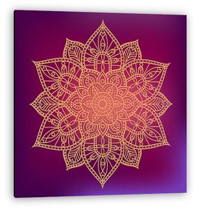 Flower hand drawn mandala graphic element on dark colorful backg (vászonkép)