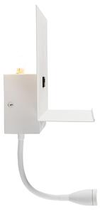 Modern fali lámpa fehér USB-vel és rugalmas karral - Flero