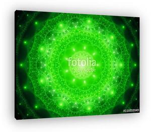 Green glowing mandala in space (vászonkép)