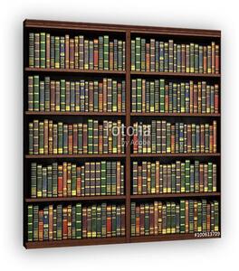 Bookshelf full of books background. Old library. (vászonkép)
