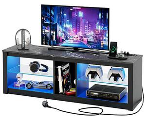 Modern LED TV Állvány, üvegpolcok, beépített konnektorok, USB, 140 cm