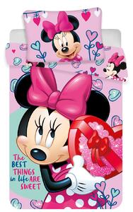 Disney Minnie egér pink 2 részes pamut-vászon ovis ágyneműhuzat