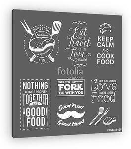 Set of vintage food related typographic quotes. Vector illustrat (vászonkép)