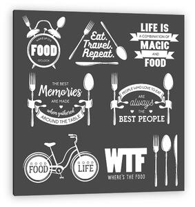 Set of vintage food related typographic quotes. Vector illustrat (vászonkép)