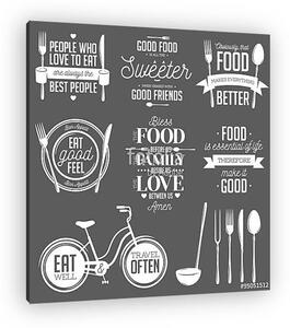 Set of vintage food related typographic quotes. Vector illustrat (vászonkép)