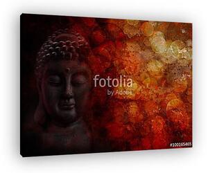 Bronze Red Zen Buddha Statue Meditating Front (vászonkép)