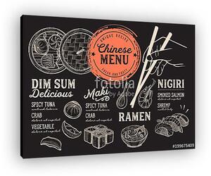 Japanese sushi restaurant menu. Vector chinese dim sum food flye (vászonkép)