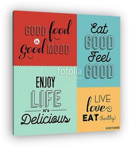 Retro food quote designs set of colorful labels (vászonkép)
