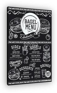 Bagels restaurant menu. Vector sandwich food flyer for bar and c (vászonkép)