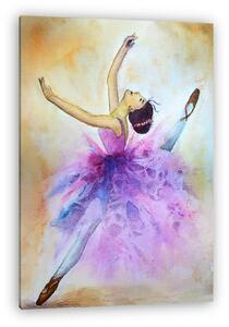 Watercolor painting of soft sweet ballerina dancing (vászonkép)