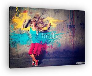 Dancing girl with color splashes - movin 04 (vászonkép)