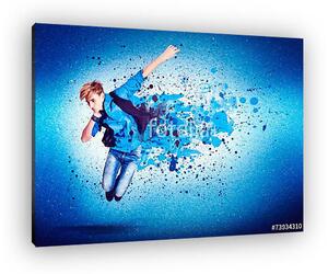 Dancer in blue jumping - guy 16 (vászonkép)