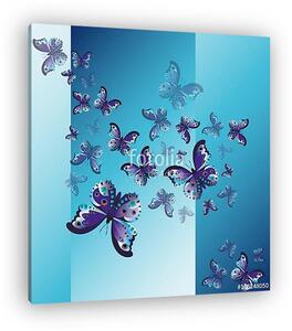 Set of blue butterflies (vászonkép)