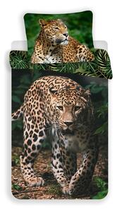 Egyszemélyes pamut gyerek ágyneműhuzat 140x200 cm Leopard "Green" – Jerry Fabrics