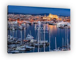 Spanien Palma de Mallorca Stadt Hafen Küste bei Nacht (vászonkép)