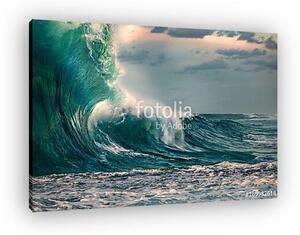 Huge ocean wave during storm. Sea water background in rough cond (vászonkép)