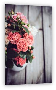 Bouquet of roses in vintage coffee pot (vászonkép)