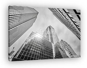 Looking up at Manhattan skyscrapers, New York City, USA. (vászonkép)