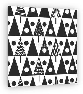 Seamless scandinavian black white pattern (vászonkép)