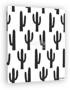 Black and white cactus pattern. Botanical background (vászonkép)