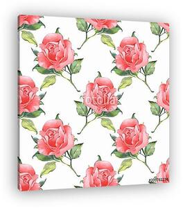 Floral seamless pattern 3. Watercolor background with red roses (vászonkép)