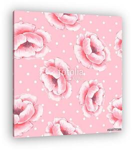 Floral seamless pattern 2. Watercolor background with pink flowe (vászonkép)