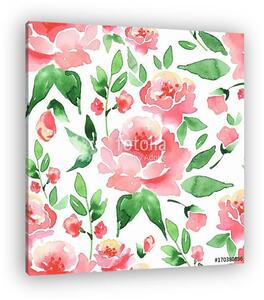 Floral seamless pattern 1. Watercolor background with flowers an (vászonkép)