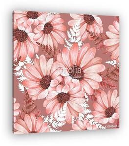 Floral seamless pattern with chrysanthemums. Watercolor flowers (vászonkép)