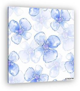 Floral seamless pattern 3. Watercolor background with blue flowe (vászonkép)