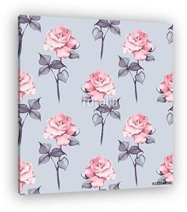 Floral seamless pattern. Watercolor background with pink flowers (vászonkép)