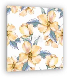 Floral seamless pattern. Watercolor background with yellow flowe (vászonkép)