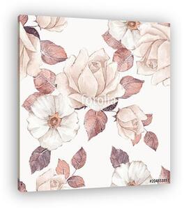 Delicate flowers. Watercolor floral seamless pattern 3. Pastel c (vászonkép)