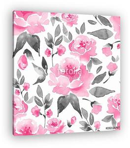 Floral seamless pattern. Watercolor background with flowers and (vászonkép)
