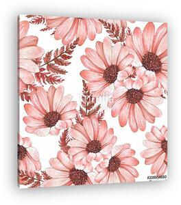 Floral seamless pattern with chrysanthemums. Watercolor flowers (vászonkép)