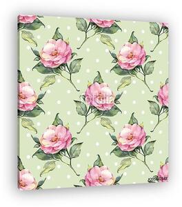 Watercolor floral seamless pattern with roses 8 (vászonkép)