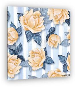 Floral seamless pattern. Watercolor background with beautiful ro (vászonkép)