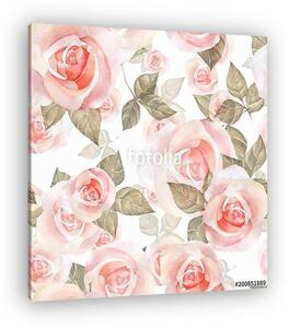 Delicate roses. Hand drawn watercolor floral seamless pattern 9 (vászonkép)