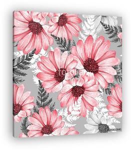 Floral seamless pattern 14. Watercolor flowers. Chrysanthemum (vászonkép)