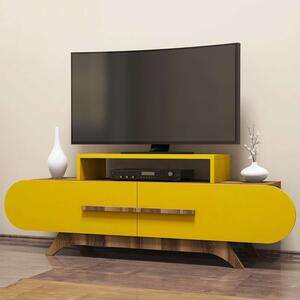 Hanah Home TV Stand Walnut Yellow Rose - Walnut, Yellow