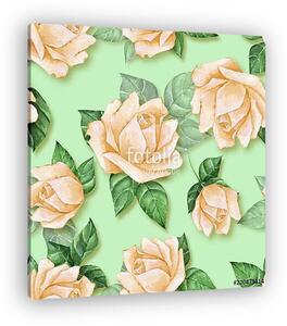 Floral seamless pattern. Watercolor background with yellow roses (vászonkép)