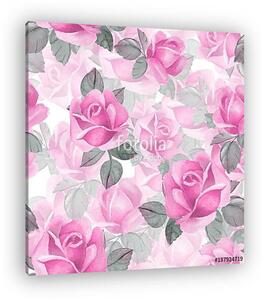 Floral seamless pattern. Watercolor background with red flowers (vászonkép)