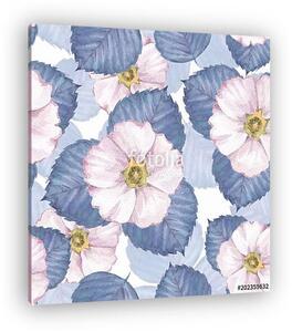 Delicate floral seamless pattern. Watercolor background with whi (vászonkép)