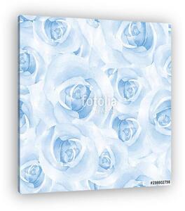 Delicate blue roses. Watercolor floral seamless pattern (vászonkép)