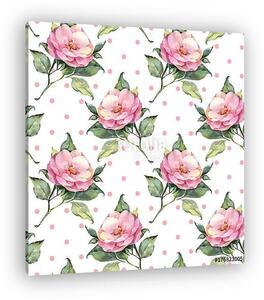 Seamless floral pattern with pink flowers 20 (vászonkép)
