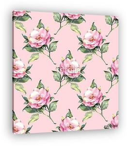 Watercolor floral seamless pattern 21. Pink flowers (vászonkép)