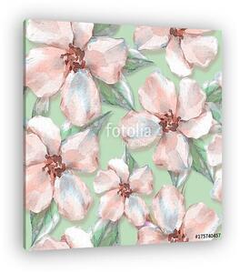 Floral seamless pattern. Watercolor background with delicate flo (vászonkép)